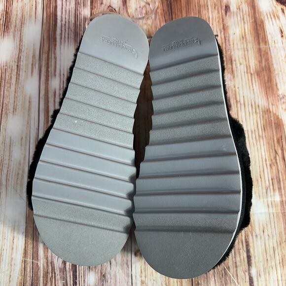 UGG Koolaburra FUZZ 'N II Size 8 Black Faux Fur Slingback Sandals Slipper Shoes - Picture 10 of 12